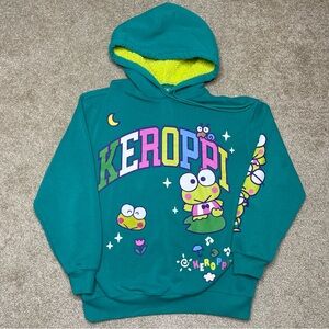 Women's Sanrio Keroppi Graphic Hoodie / Sweatshirt with Sherpa Hood Size MEDIUM